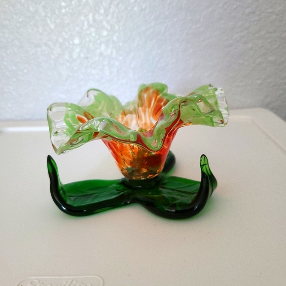Vintage Hand Blown Glass Candle Holder - Picture 1 of 4